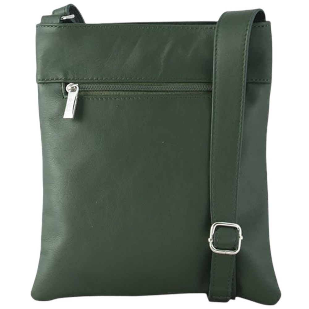 DIAS Green‎ Leather Crossbody Bag Small Shoulder Purse Zip Adjustable Strap